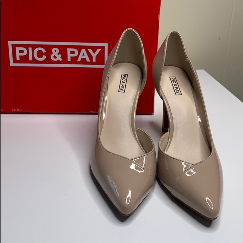 NWT Pic & Pay High Heels Patent Leather Tan Size 11